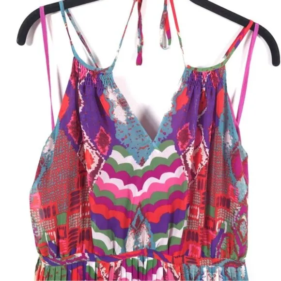 Anthropologie Maeve Tarana Flowy Colorful Ikat Print Maxi Dress Size 12