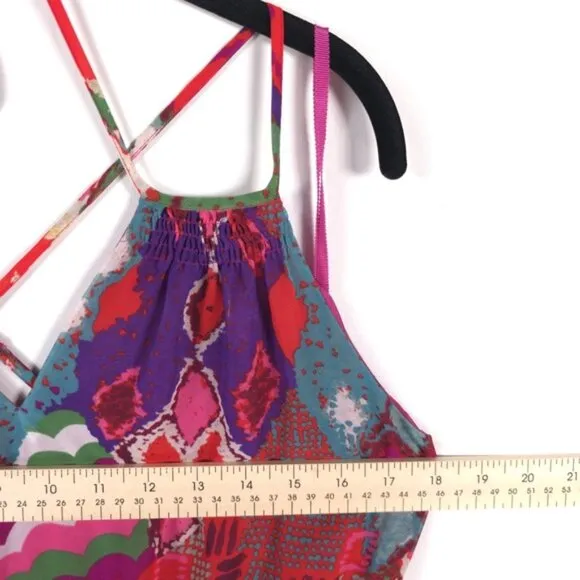 Anthropologie Maeve Tarana Flowy Colorful Ikat Print Maxi Dress Size 12