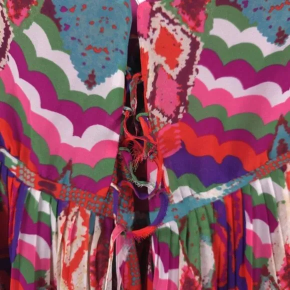 Anthropologie Maeve Tarana Flowy Colorful Ikat Print Maxi Dress Size 12