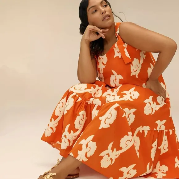 Anthropologie Phoebe Flounced Maxi Dress