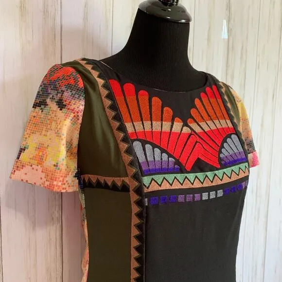 Anthropologie Ranna Gill embroidered floral shift dress size 0