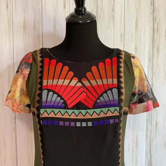Anthropologie Ranna Gill embroidered floral shift dress size 0