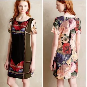 Anthropologie Ranna Gill embroidered floral shift dress size 0