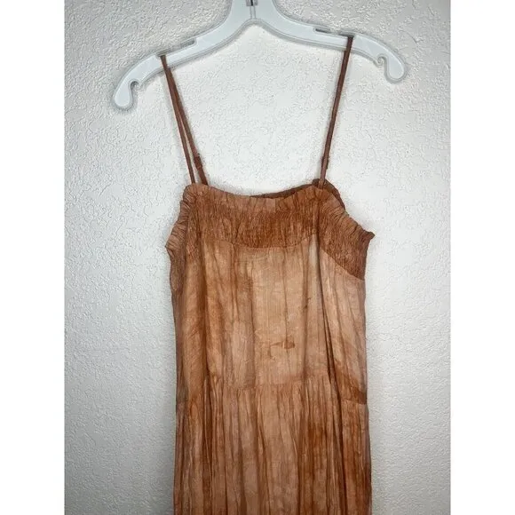 Anthropologie Talulah Tiered Maxi Dress Size Large Tie Dye Burnt Orange 1D