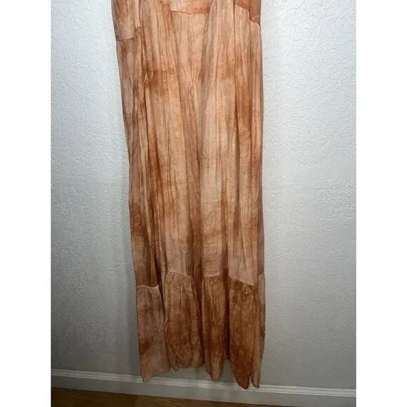 Anthropologie Talulah Tiered Maxi Dress Size Large Tie Dye Burnt Orange 1D