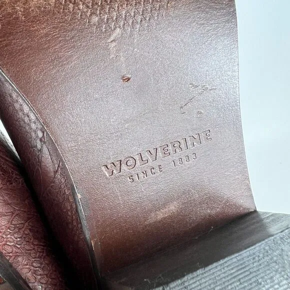 Anthropologie Wolverine Alice women's size 7.5 burgandy leather embossed booties