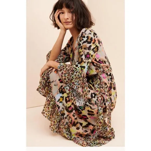 Anthropologie x BI-nk Zadie Leopard Maxi Dress Size S