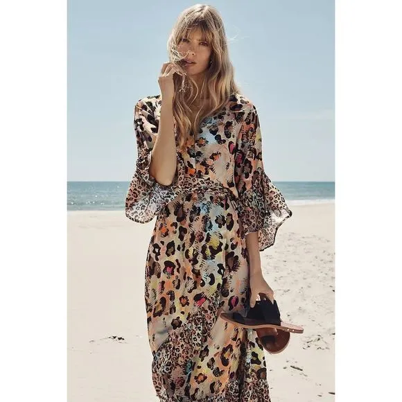 Anthropologie x BI-nk Zadie Leopard Maxi Dress Size S