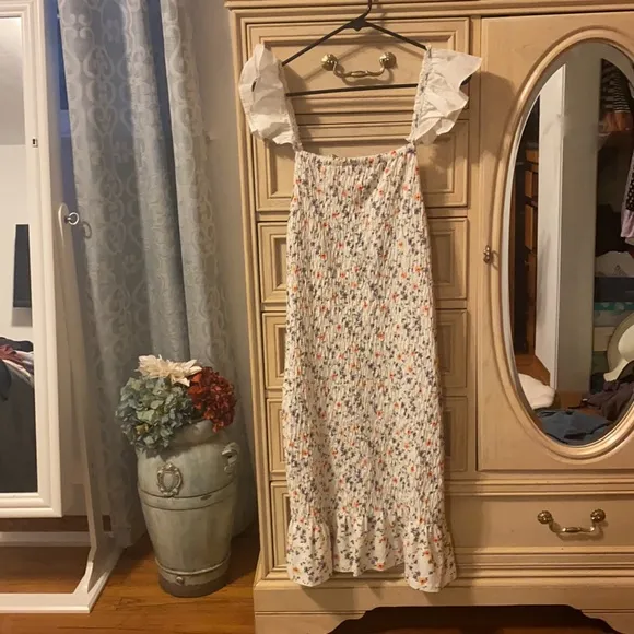 Anthropology Smocked Floral Midi Dress