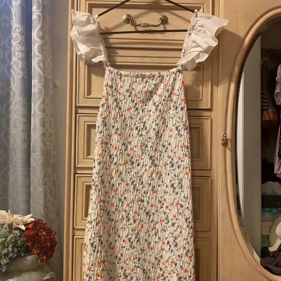 Anthropology Smocked Floral Midi Dress