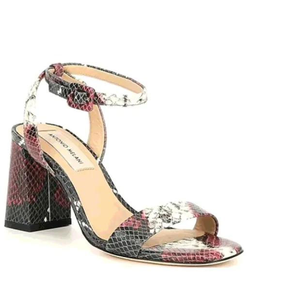 Antonio Melani Gwyn Snake Block Heel Sandals 8.5