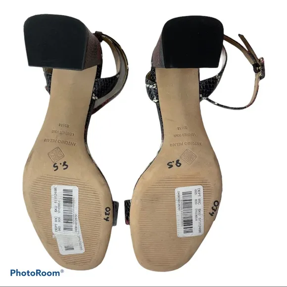 Antonio Melani Gwyn Snake Block Heel Sandals 8.5