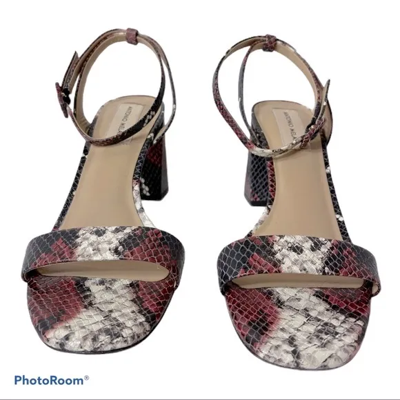 Antonio Melani Gwyn Snake Block Heel Sandals 8.5