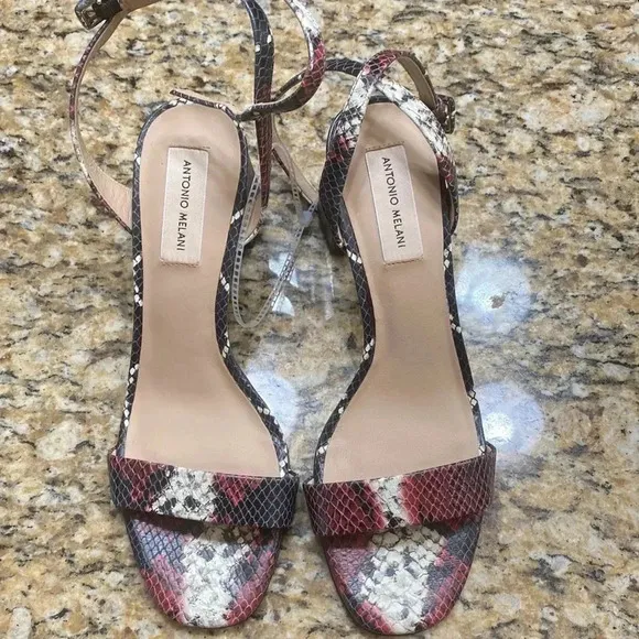 Antonio Melani Gwyn Snake Print Ankle Strap Dress