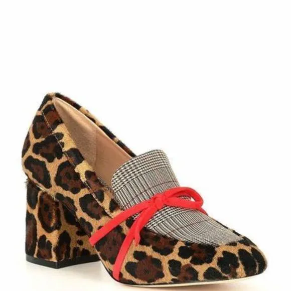 Antonio Melani Leopard Cowhide Print Shoes Block Heel size (NWT)
