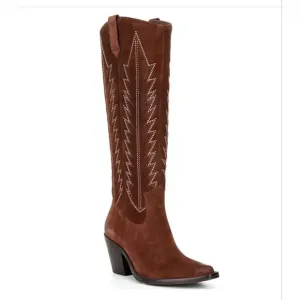 ANTONIO Melani Western Knee High Shaft  Brown Boots Taegen Oiled Cowboy Womens 9