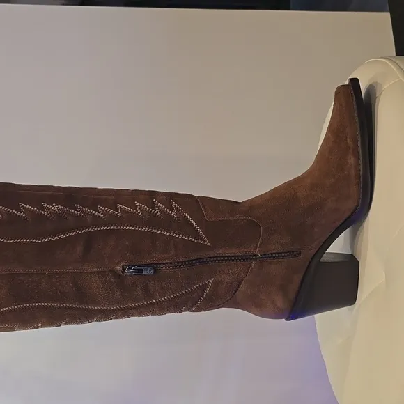 ANTONIO Melani Western Knee High Shaft  Brown Boots Taegen Oiled Cowboy Womens 9