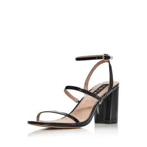 AQUA Womens Black Padded Strappy Maika Square Toe Block Heel Sandals 6.5 M