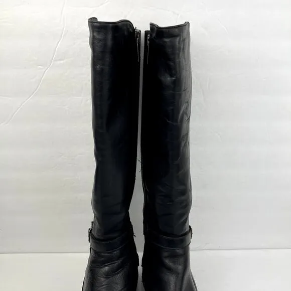 Aquatalia Olita Leather Knee High Riding Boots Black