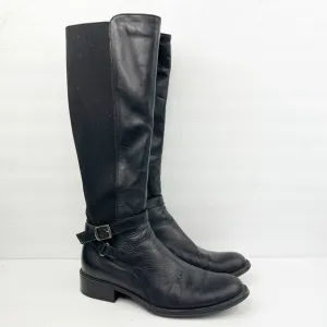 Aquatalia Olita Leather Knee High Riding Boots Black