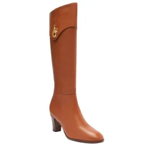 Arezzo Women's Vivian Leather Mid Block Knee High Boots Caramel Size 8 1/2