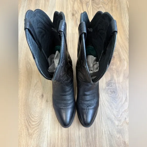 Ariat Black Deertan Heritage R Toe Western Boot Size 7.5 B EUC