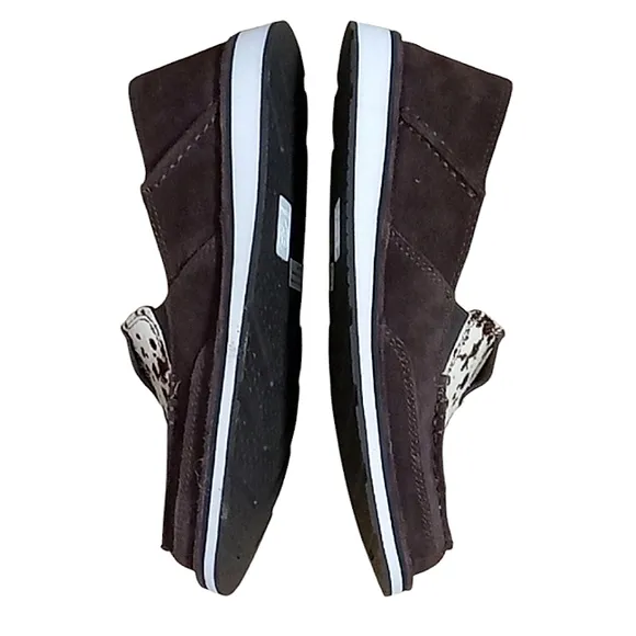 Ariat Cruiser in Chocolate Chip Suede Spotted Hair On Slip On Loafers