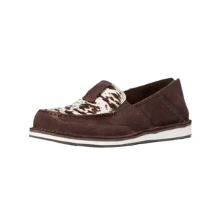 Ariat Cruiser in Chocolate Chip Suede Spotted Hair On Slip On Loafers
