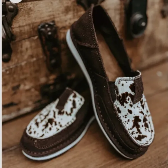 Ariat Cruiser in Chocolate Chip Suede Spotted Hair On Slip On Loafers
