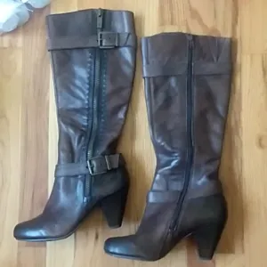 Arturo Chiang Violet Buckle &amp; Zipper Leather Boots