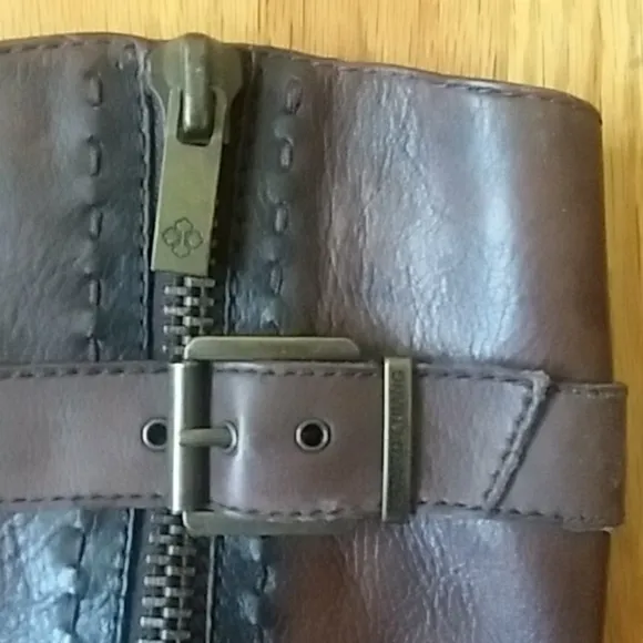 Arturo Chiang Violet Buckle &amp; Zipper Leather Boots