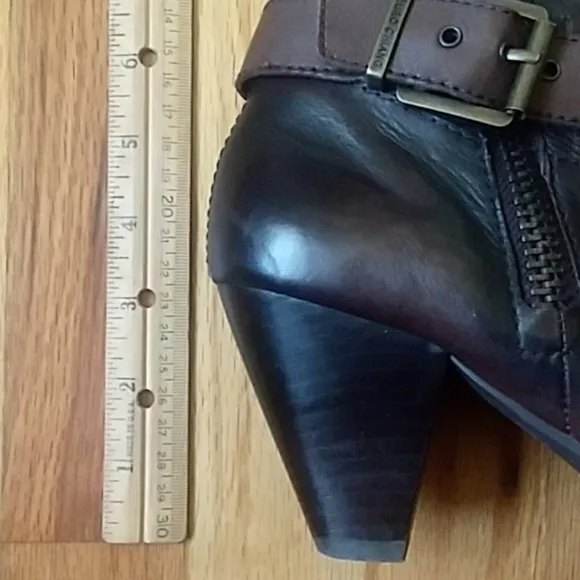 Arturo Chiang Violet Buckle &amp; Zipper Leather Boots