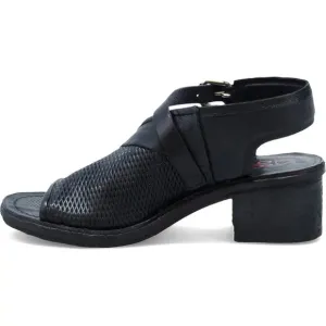 A.S. 98 Keldon Sandal BLACK LEATHER ASYMMETRICAL BLOCK PLATFORM 42 (D8)