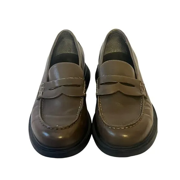 Ash Rex Chunky Penny Loafer •Women 38/ US7• Brown Leather Shoes Platform EXC