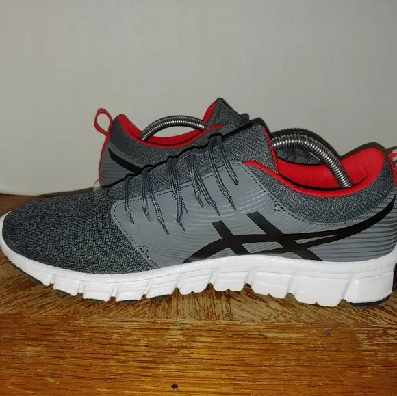 ASICS GEL QUANTUM 90 Mens Athletic Shoes GRAY w RED size 11.5/ 1021A054. Gently