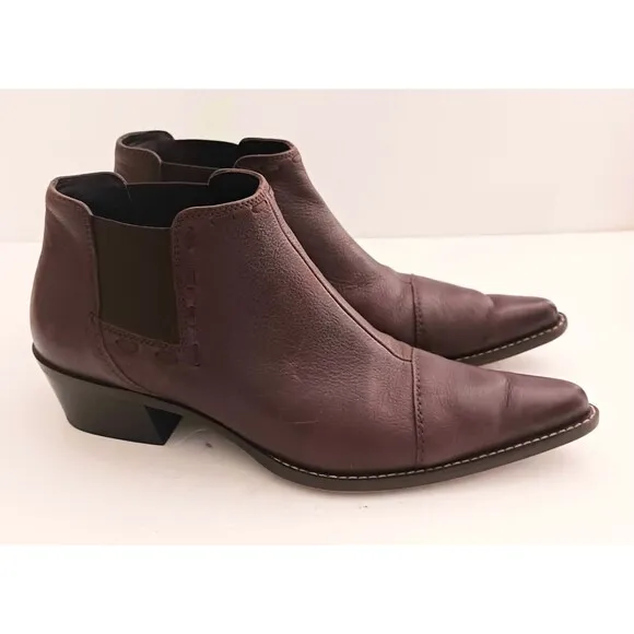 Authentic Paul Green Handmade Brown Leather Point Toe Chelsea Ankle Boot US 7.5