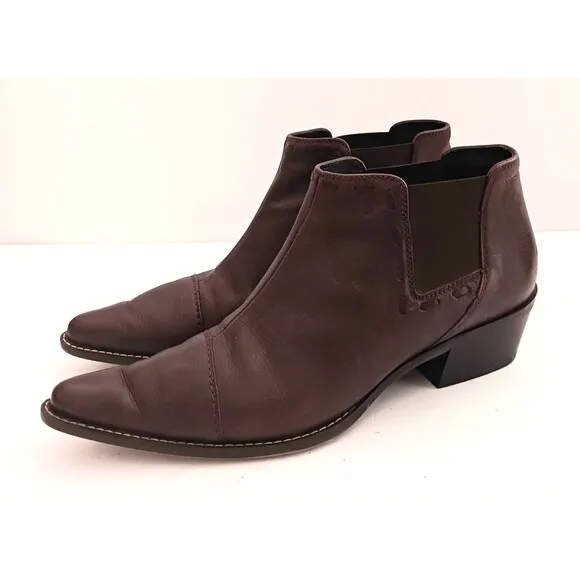Authentic Paul Green Handmade Brown Leather Point Toe Chelsea Ankle Boot US 7.5