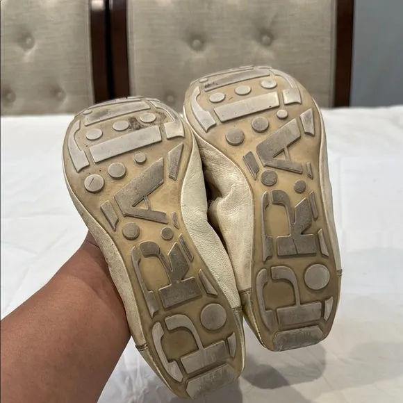 Authentic Prada Women's Light Gold and Cream Ballet Flats