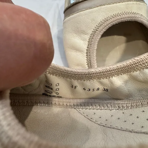 Authentic Prada Women's Light Gold and Cream Ballet Flats