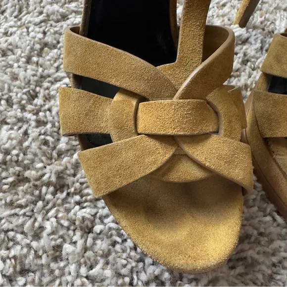 Authentic Saint Laurent Tribute Platform Suede Sandals