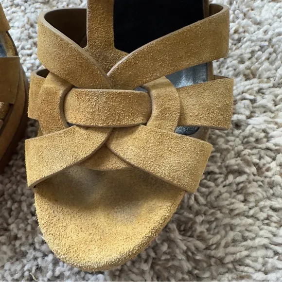 Authentic Saint Laurent Tribute Platform Suede Sandals