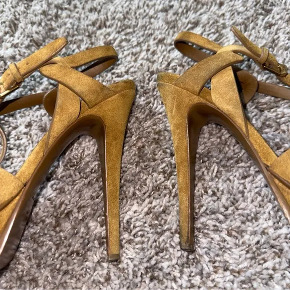 Authentic Saint Laurent Tribute Platform Suede Sandals