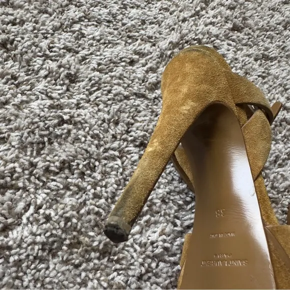 Authentic Saint Laurent Tribute Platform Suede Sandals