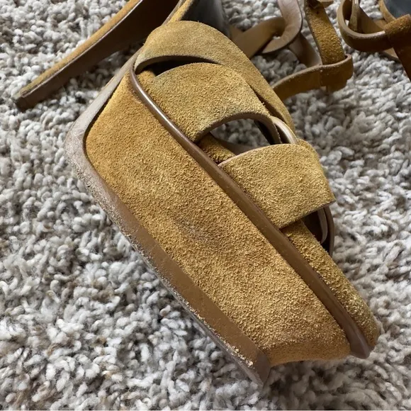Authentic Saint Laurent Tribute Platform Suede Sandals