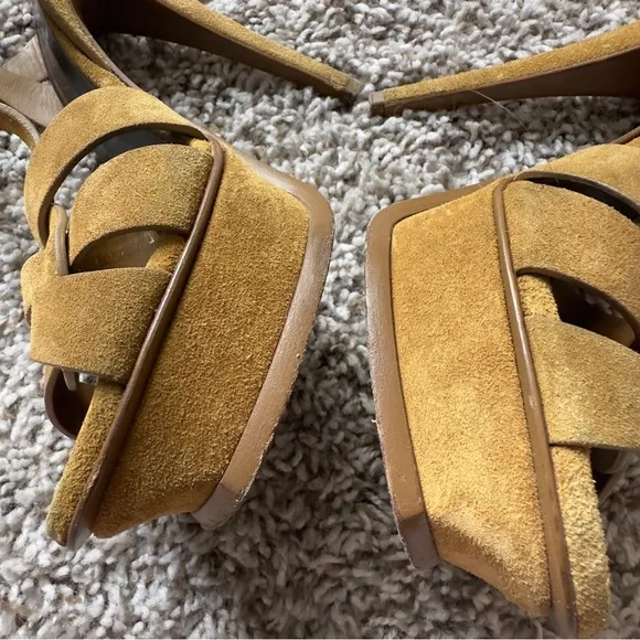Authentic Saint Laurent Tribute Platform Suede Sandals