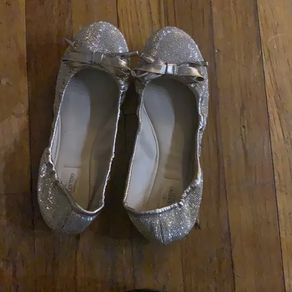 AUTHENTIC VALENTINO GARAVANI ROCKSTUD BALLERINAS micro studs bow  shoes 38 gold