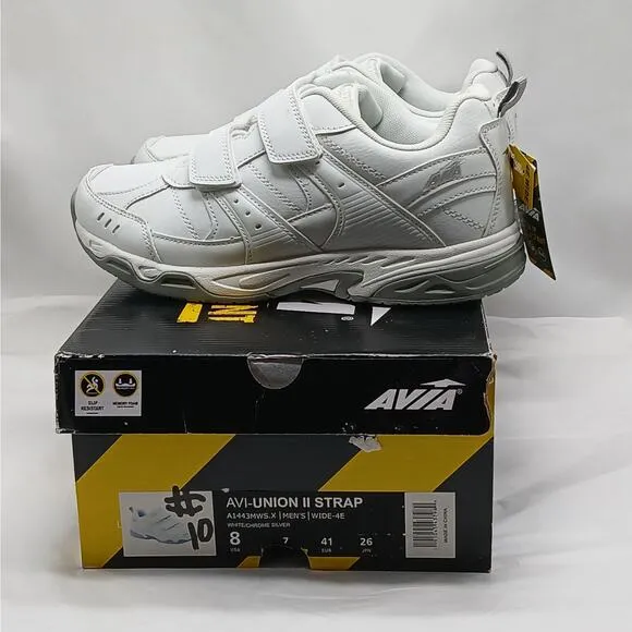 Avia Men's Avi-Union II Strap Slip Resistant Sneakers Shoes Size 8 White Comfort