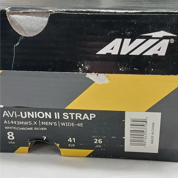 Avia Men's Avi-Union II Strap Slip Resistant Sneakers Shoes Size 8 White Comfort