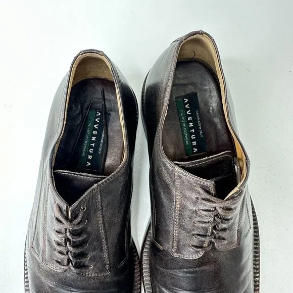 Avventura Men’s Brown Leather Dress Shoes Oxfords Made In Spain Size 41 (9-9.5)