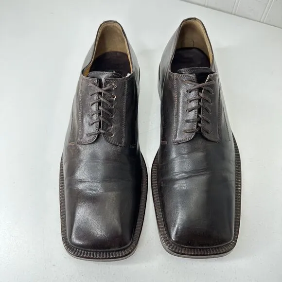 Avventura Men’s Brown Leather Dress Shoes Oxfords Made In Spain Size 41 (9-9.5)